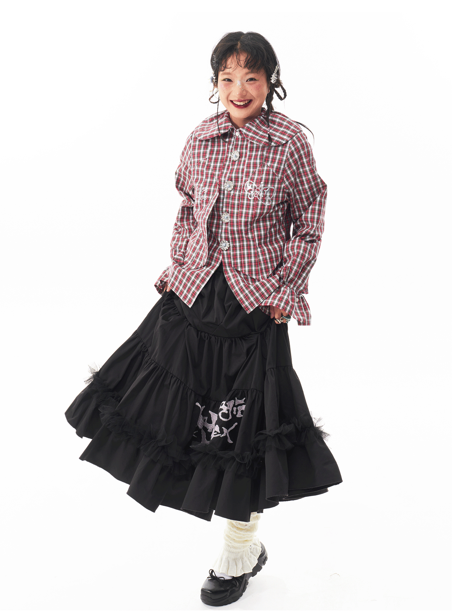 Sillysis - Kawaii Plaid Layered Doll Collar Blouse shirt sillysis