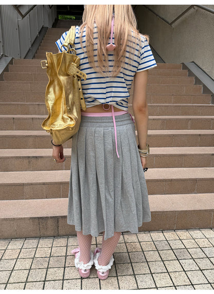 loveplayshop - Solid Color Pleated Cotton Skirt skirt loveplay