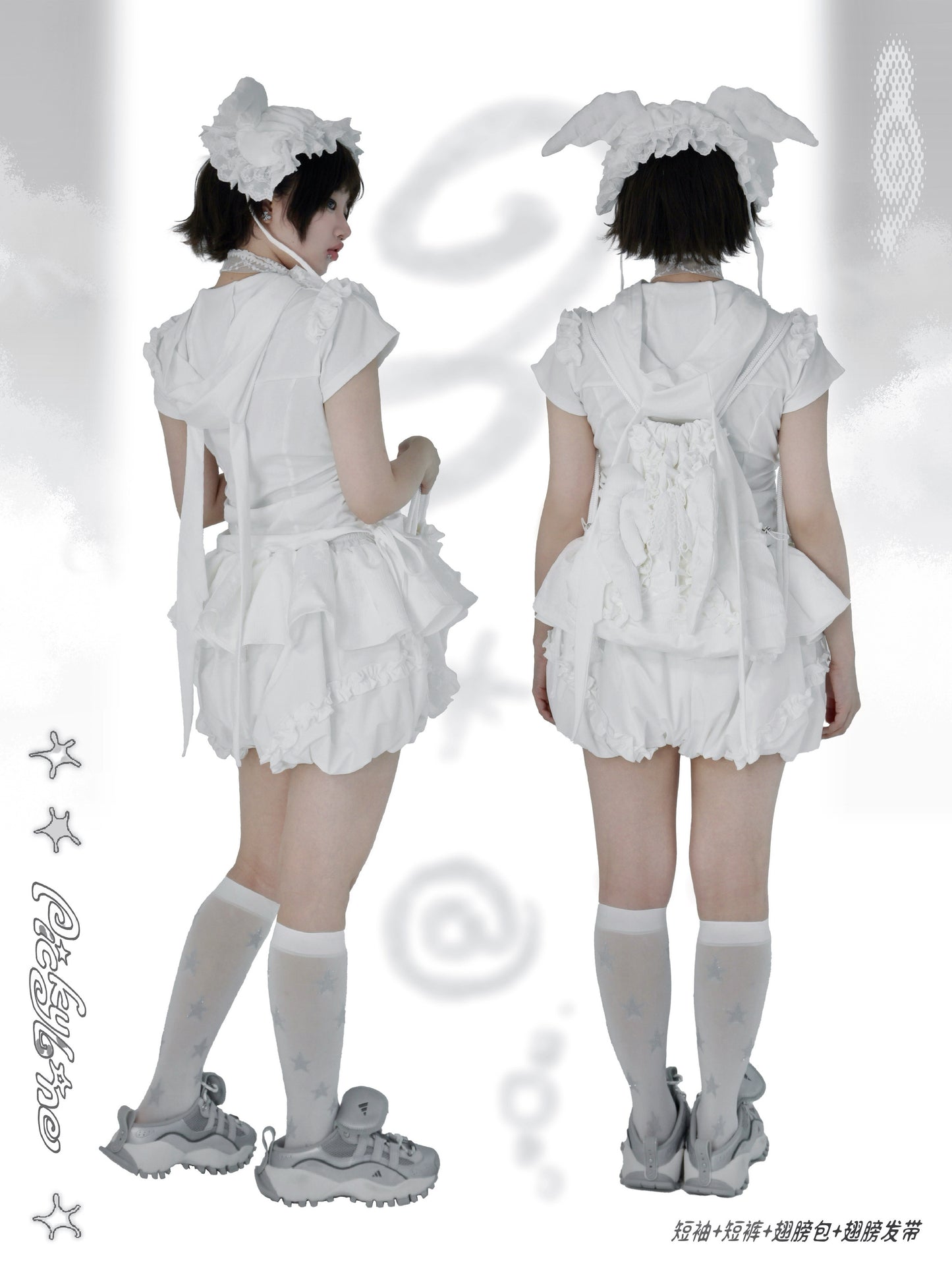 PICKY BONE - Star Angel Wing Headband Hat hat picky bone All White