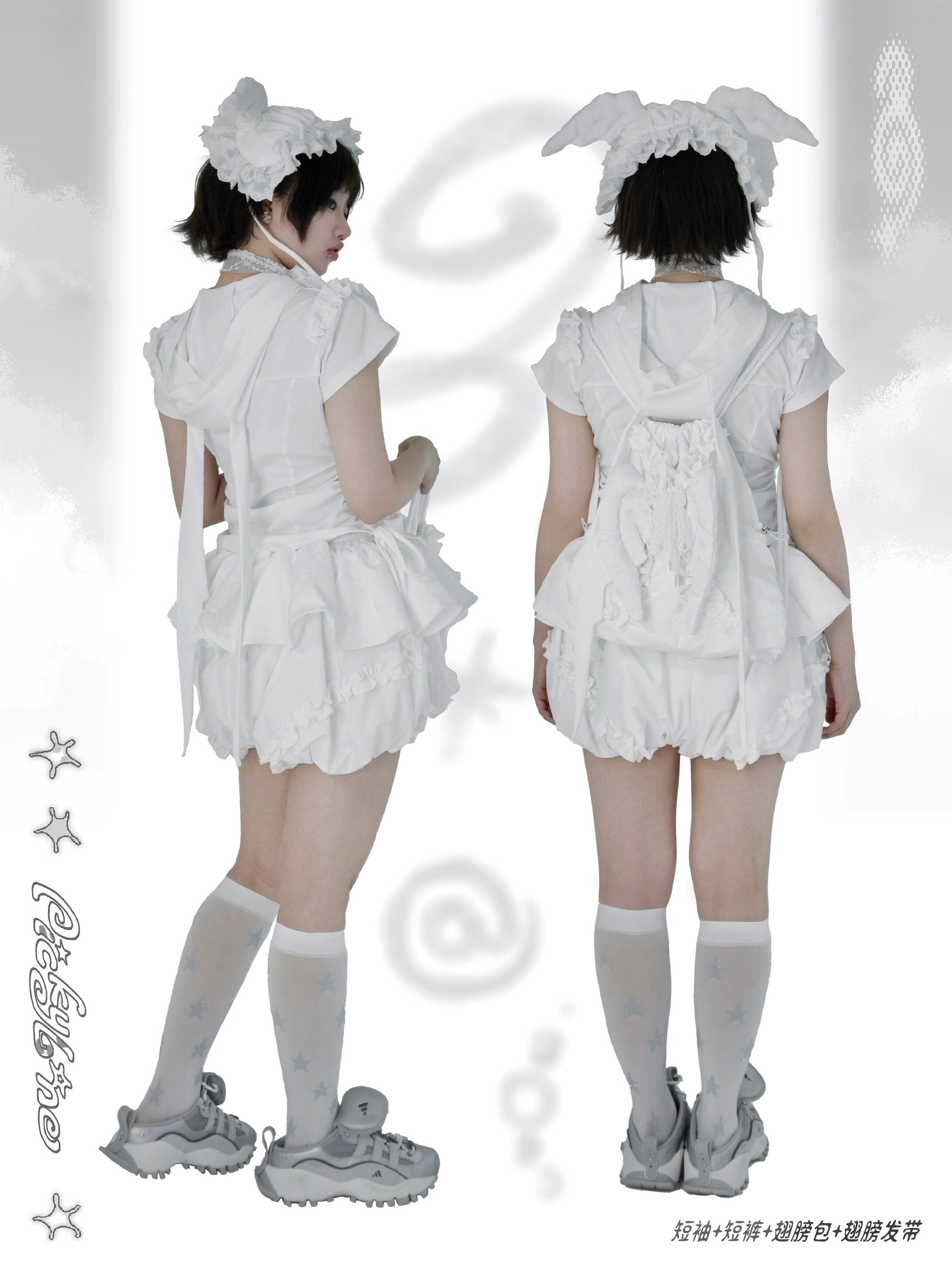 PICKY BONE - Star Angel Wing Headband Hat hat picky bone All White