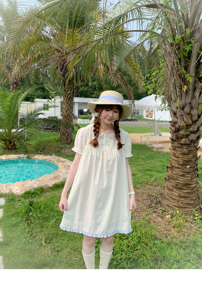 Peach Party - Pastel Yellow Peter Pan Collar Dress