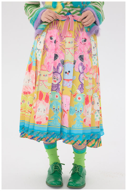 tntntutu - Colorblock Lace Pleated Skirt skirt tntntutu
