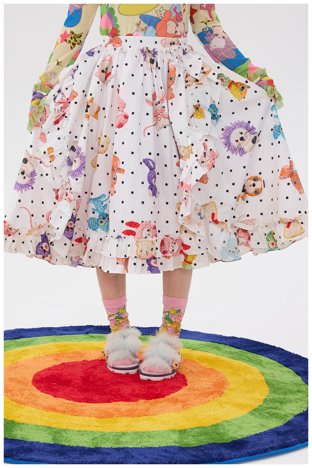 tntntutu - Polka Crochet A-Line Skirt skirt tntntutu