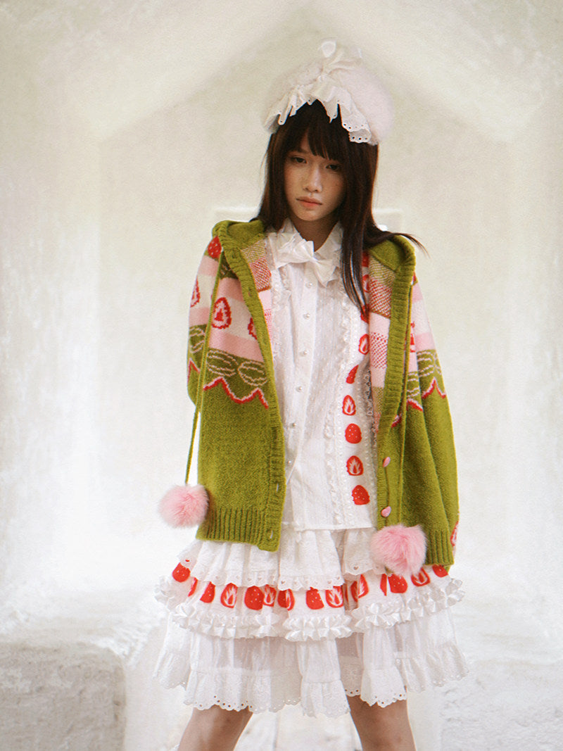 Daytoday Everyday Institute - Strawberry Matcha Cake Cardigan coat daytoday everyday institute