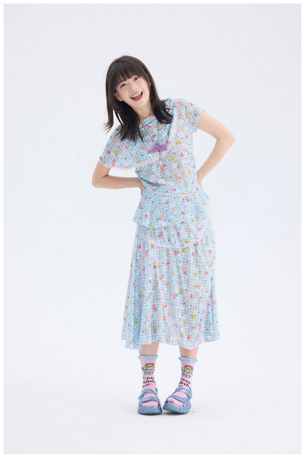 tntntutu - Blue Plaid Rabbit Print Set set tntntutu