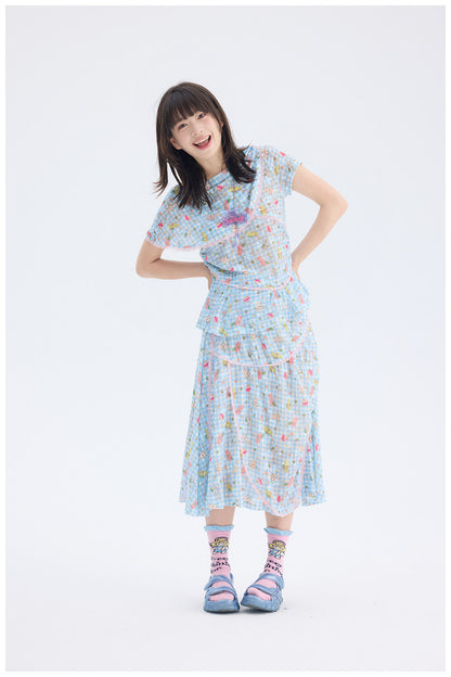 tntntutu - Blue Plaid Rabbit Print Set set tntntutu