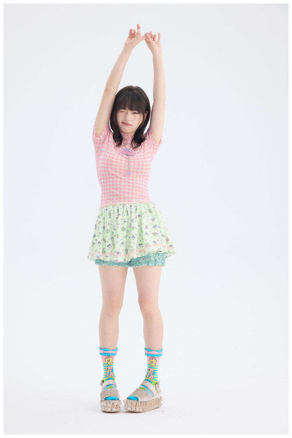 tntntutu - Mint Green Angel Print Skort | Fairy Kei Kawaii Harajuku Shorts skirt tntntutu