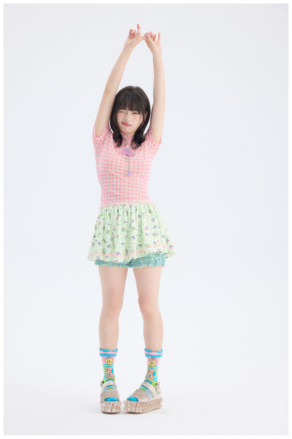 tntntutu - Mint Green Angel Print Skort | Fairy Kei Kawaii Harajuku Shorts skirt tntntutu