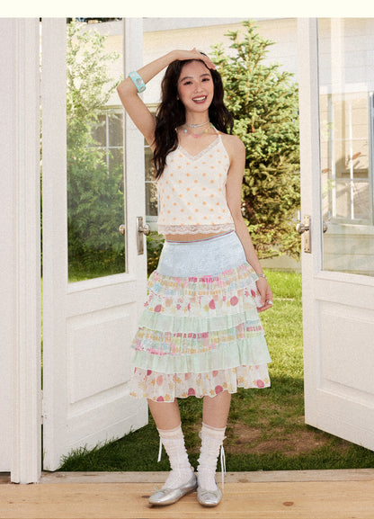 Chemical Girl - Floral Satin Tiered Skirt skirt chemical girl