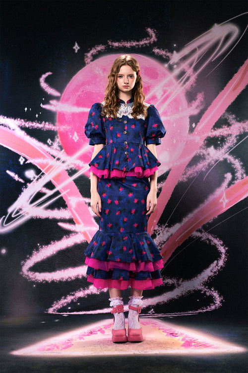 Monsssstar - Floral Doll Collar Dress Set set Monsssstar