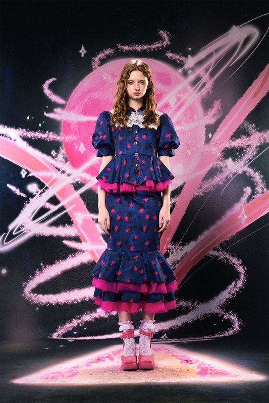 Monsssstar - Floral Doll Collar Dress Set set Monsssstar