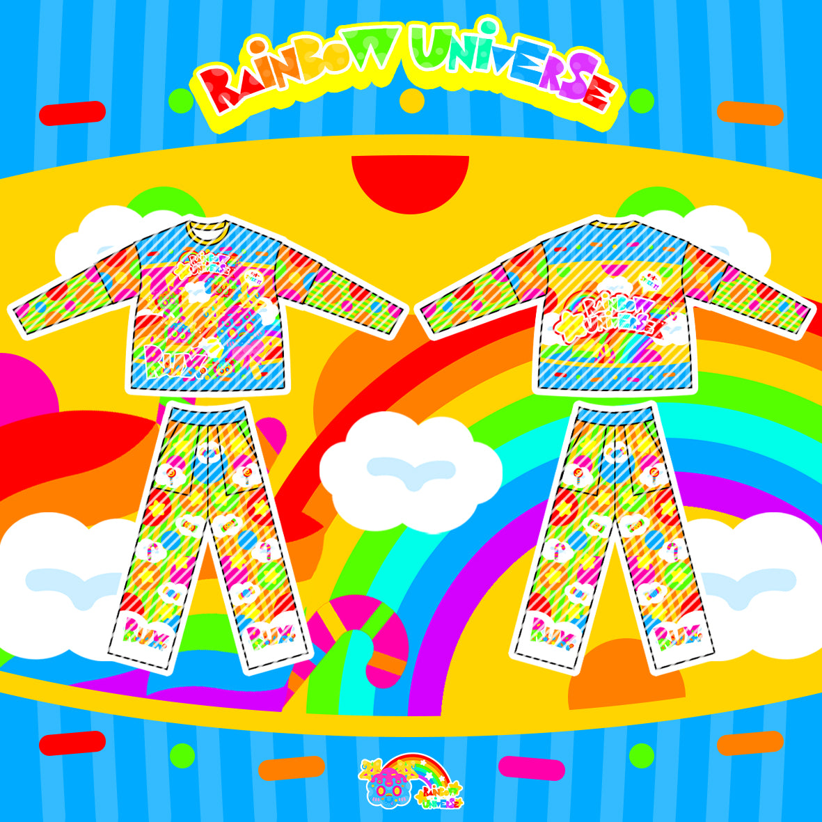 Rainbow Universe RUX - Decora Layered Top & Wide Pants Set set Rainbow Universe RUX