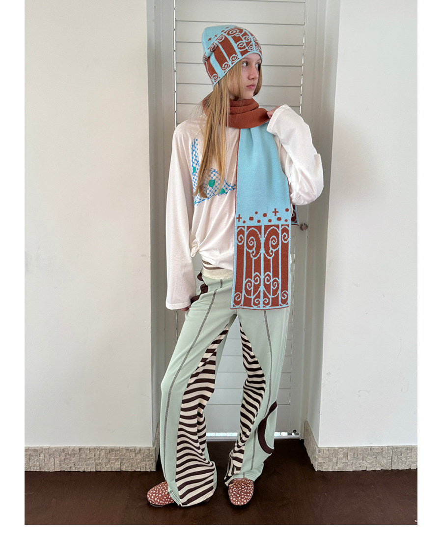 UnsocialNight - Green Brown Patchwork Flare Pants pants UnsocialNight