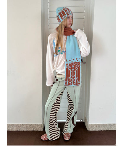 UnsocialNight - Green Brown Patchwork Flare Pants pants UnsocialNight