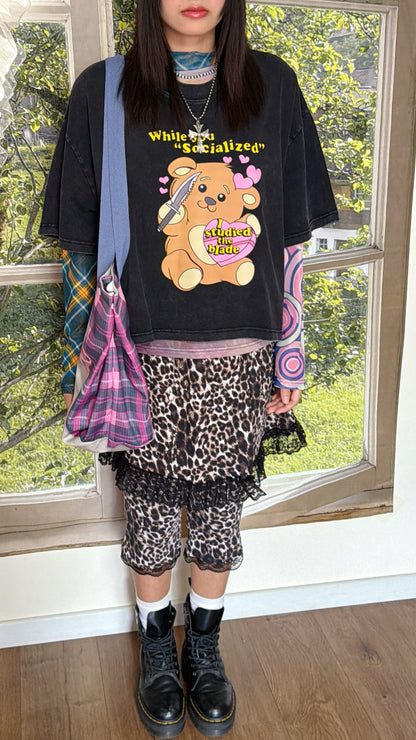 bunnybunnygun - Leopard Layered Capri Pants pants bunnybunnygun