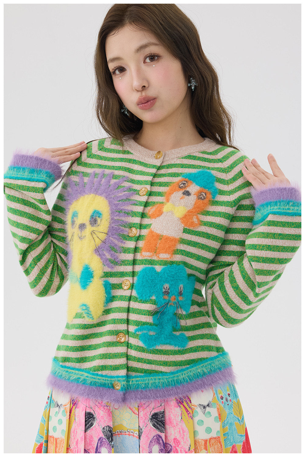 tntntutu - Plush Cartoon Knit Cardigan cardigan tntntutu