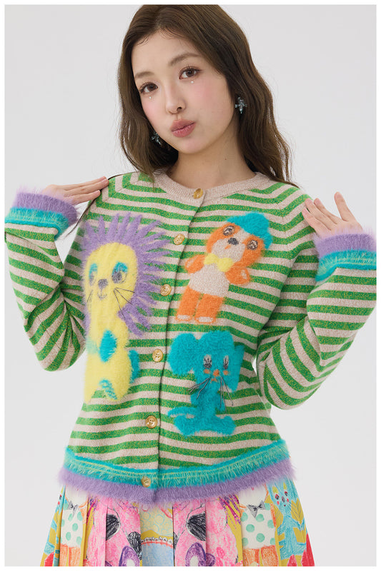 tntntutu - Plush Cartoon Knit Cardigan cardigan tntntutu