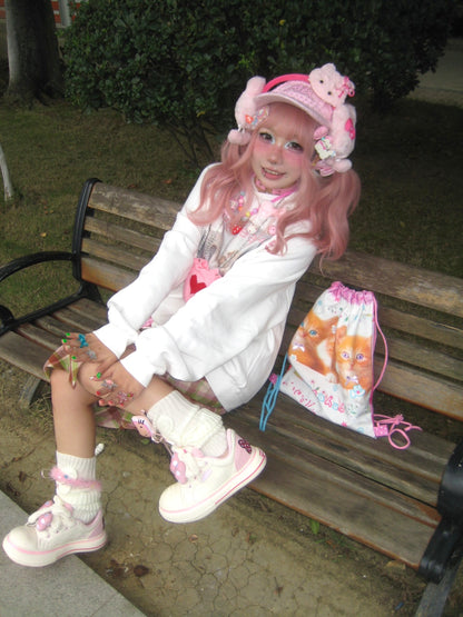 BodyTalk - Kawaii Cat Canvas Drawstring Bag bag bodytalk