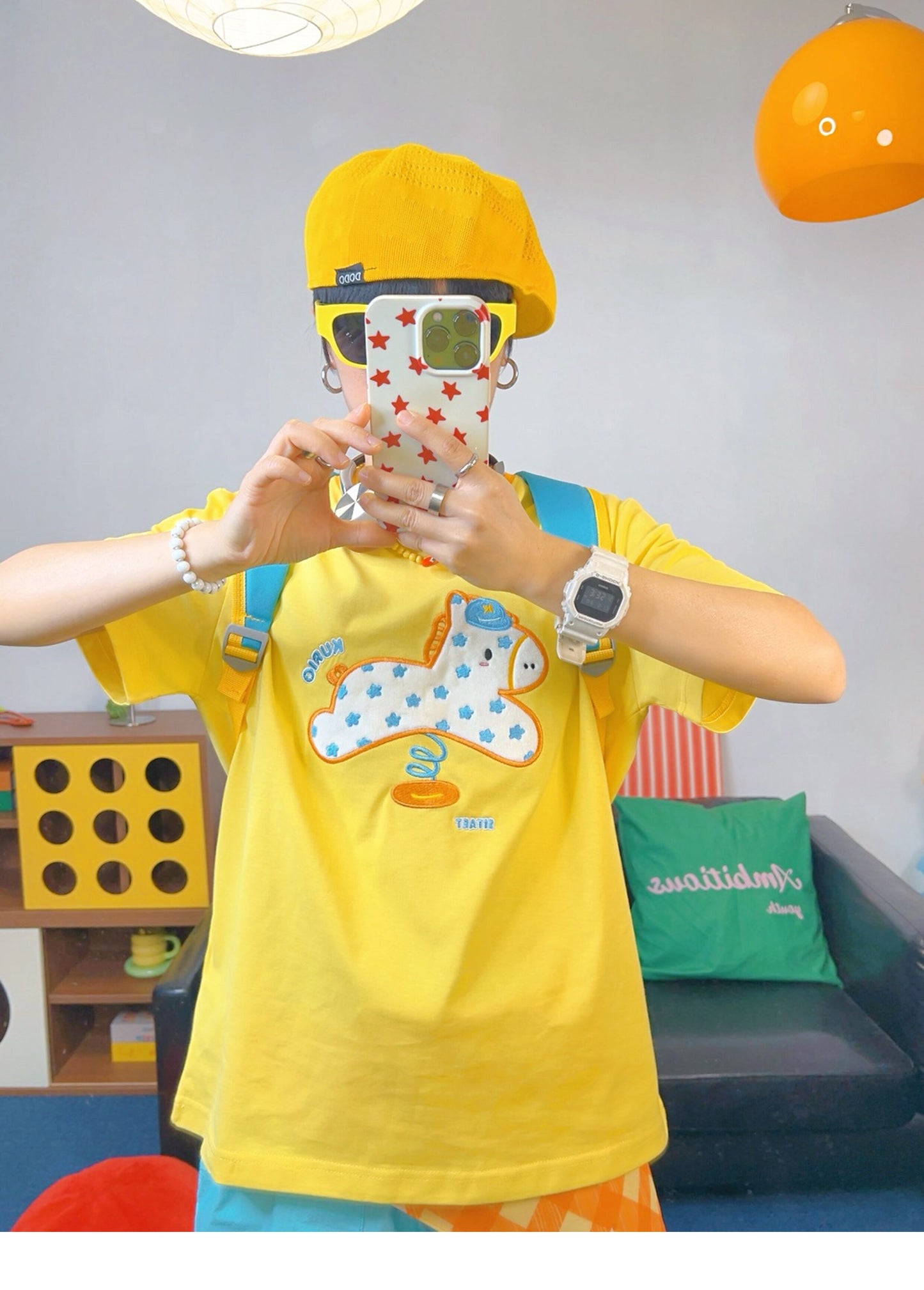 KURIOSITAET - Yellow Embroidered Dopamine Tee tee KURIOSITAET