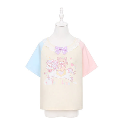 Dear Doll - Fairy Kei Rainbow Unicorn Colorblock Set set dear doll T-shirt S