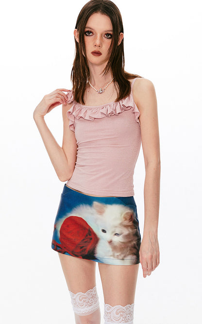 Cigaberry - Purple Cat Print Mini Skirt skirt Cigaberry