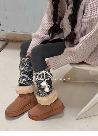 LET ME SEE - Snowflake Knit Wool-Look Christmas Leg Warmers leg warmmers let me see