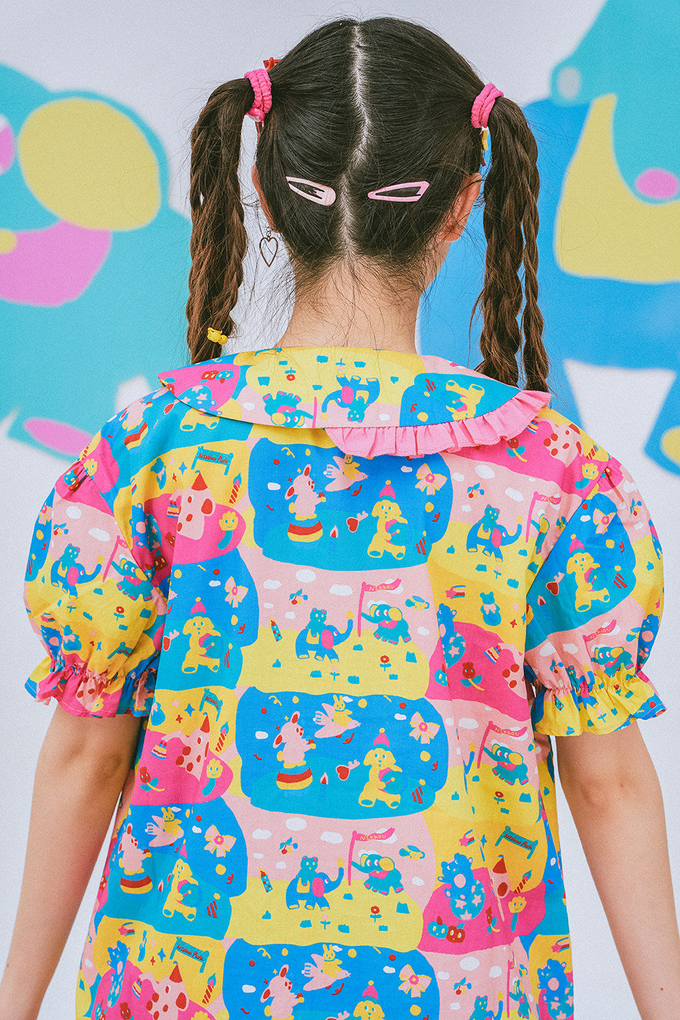 NIKKOU - Cute Print Puff Sleeve Shirt shirt Nikkou home