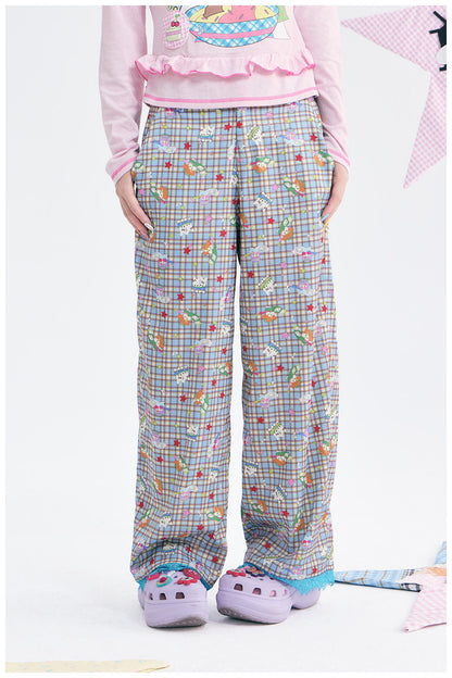 tntntutu - Plaid Angel Print Low Rise Layered Pants pants tntntutu