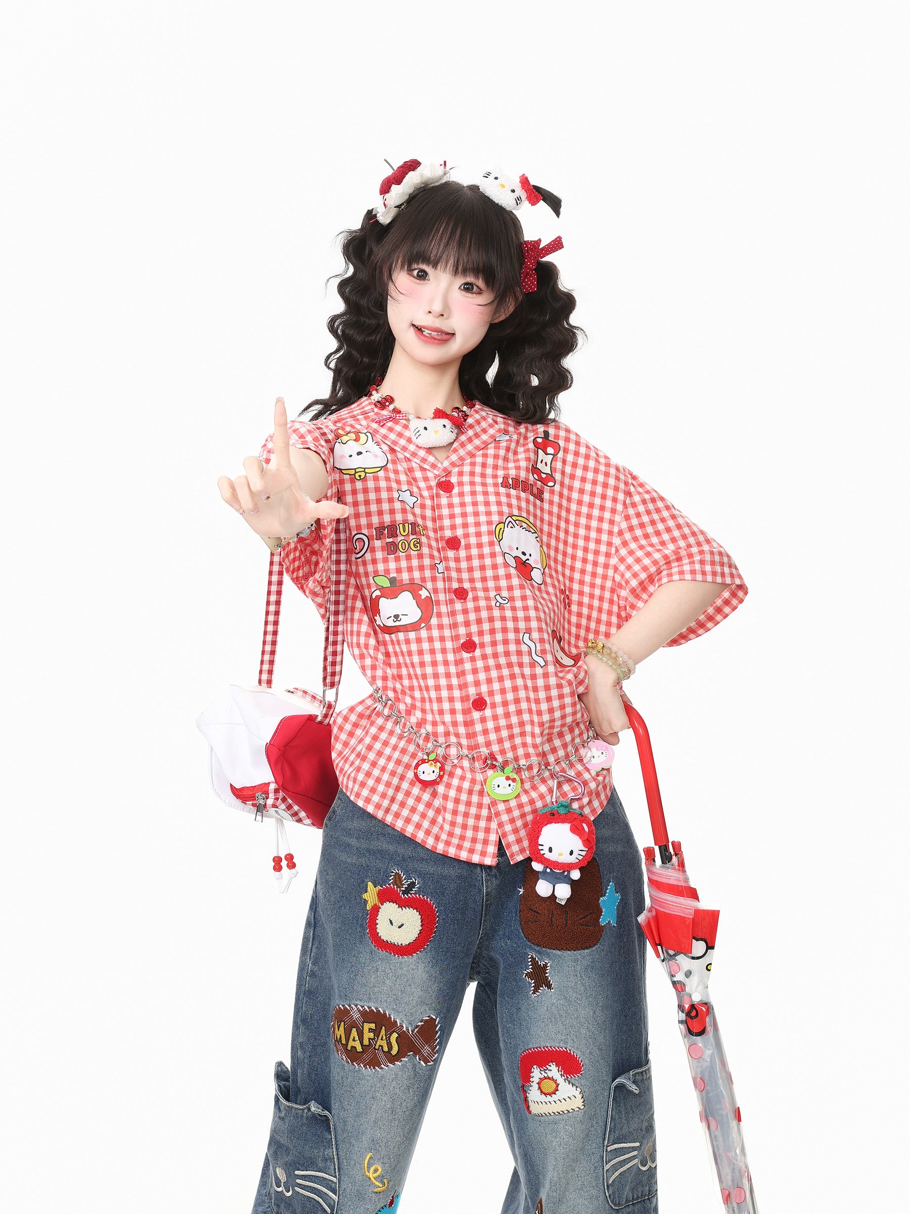 Languid Park - Plaid Embroidered Oversized Short Sleeve Shirt shirt Languid Park