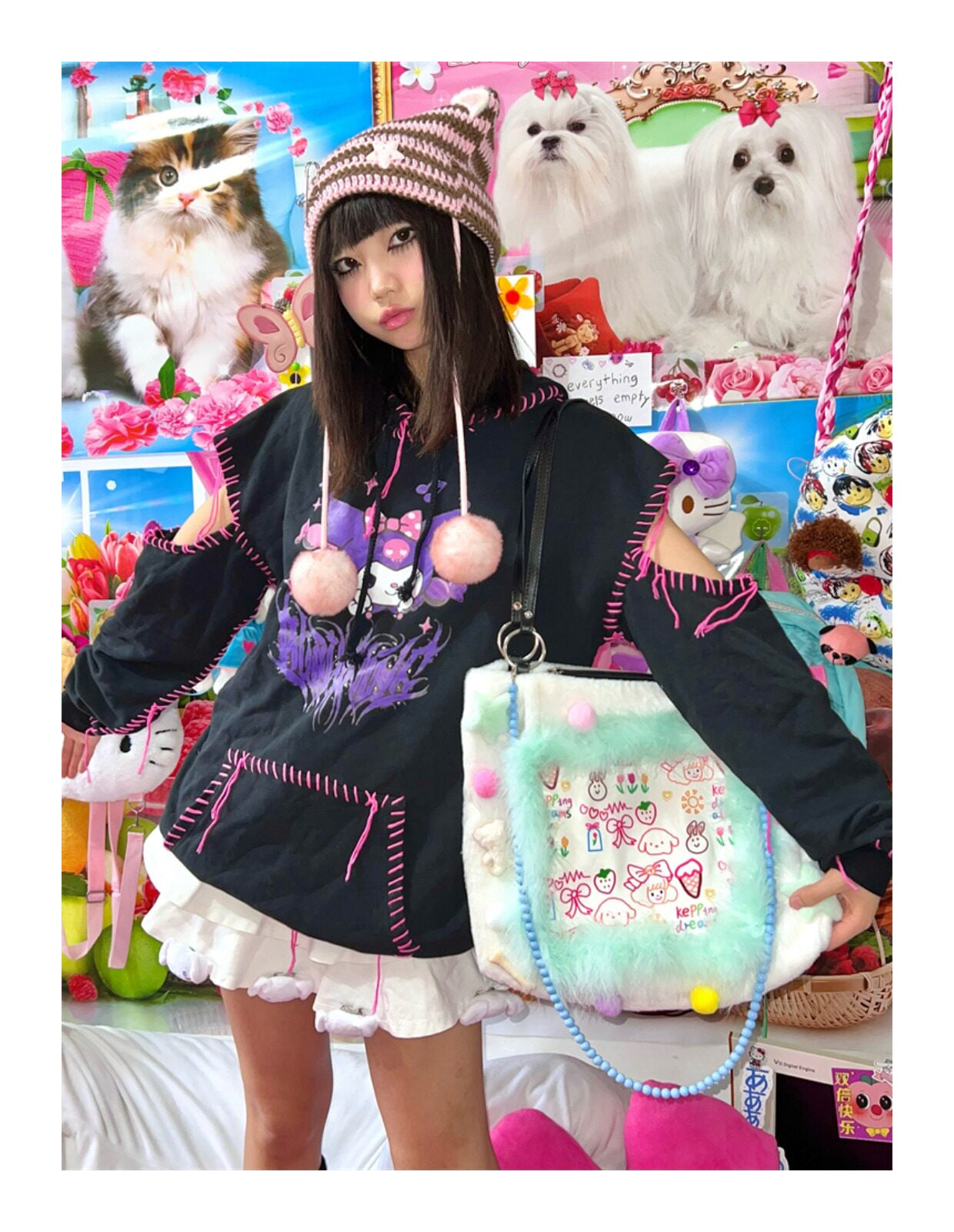 Hottie - Doodle Plush Pom Pom Tote Bag bag Hottie