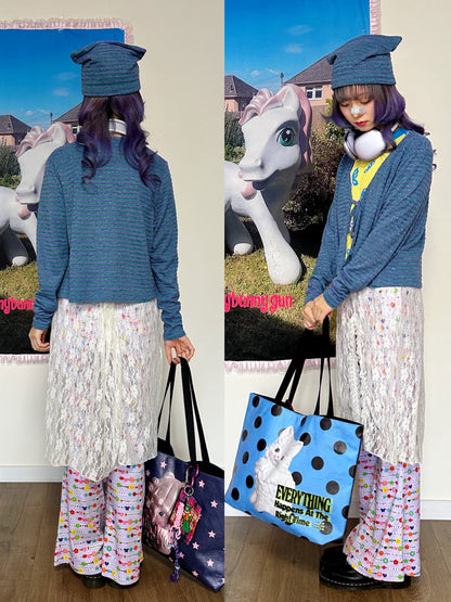BunnyBunnyGun - Harajuku Printed Tote Bag Dupont Paper Large Capacity bag bunnybunnygun