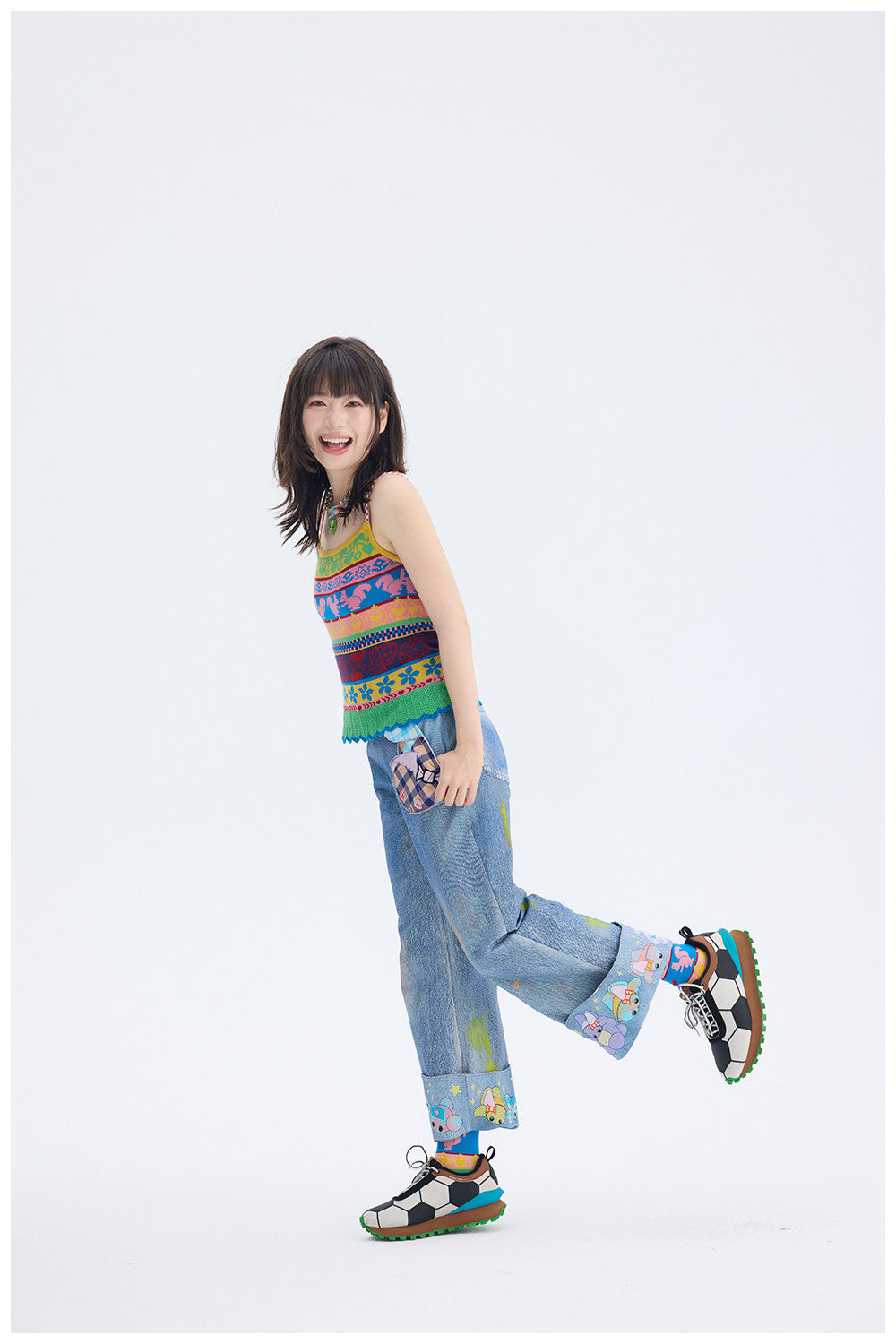 tntntutu - Colorful Fair Isle Knit Tank Top | Kidcore Fairy Kei Harajuku Vest camisole tntntutu