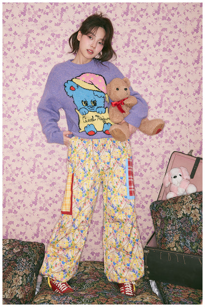tntntutu - Kidcore Floral Plaid High-Waist Parachute Pants pants tntntutu
