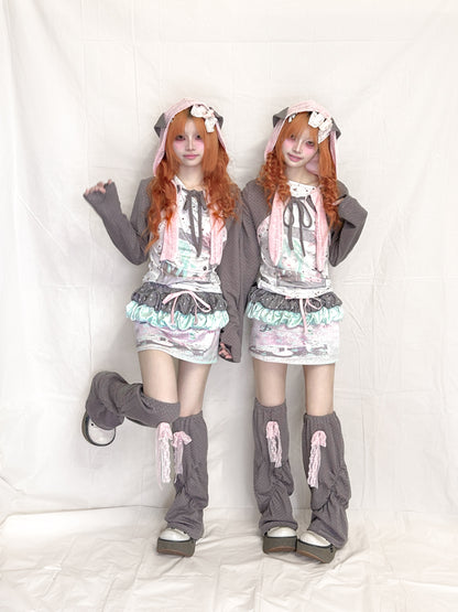 YJM with biubiu - Cream Puff Skirt with 3D Floral Edge skirt YJM with biubiu