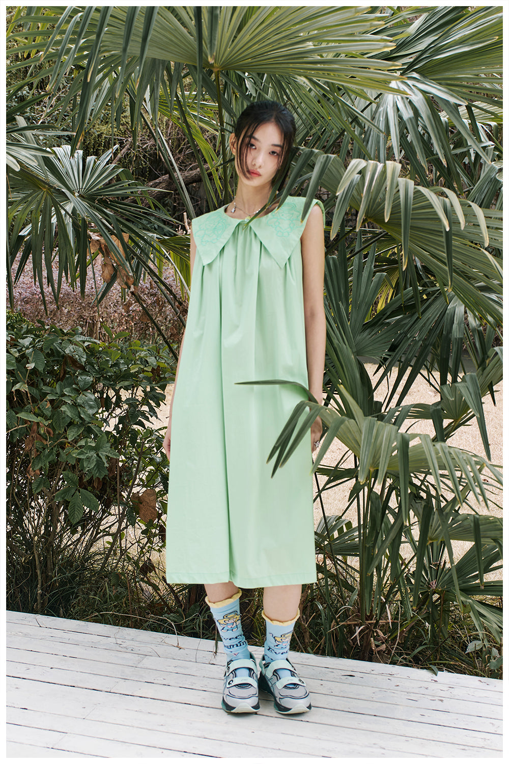 tntntutu Green Dress | Angel Embroidery Sleeveless Dress | Doll Collar Summer Dress dress tntntutu