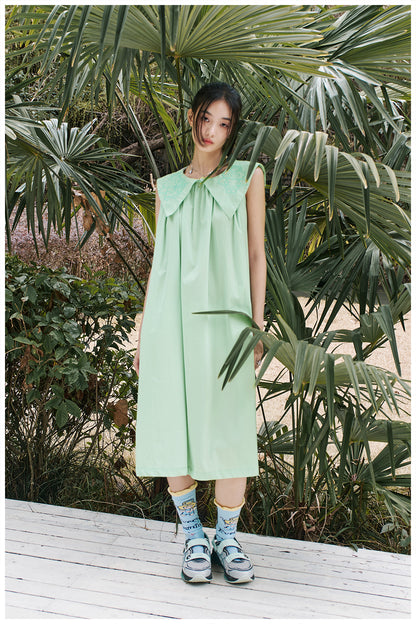 tntntutu Green Dress | Angel Embroidery Sleeveless Dress | Doll Collar Summer Dress dress tntntutu