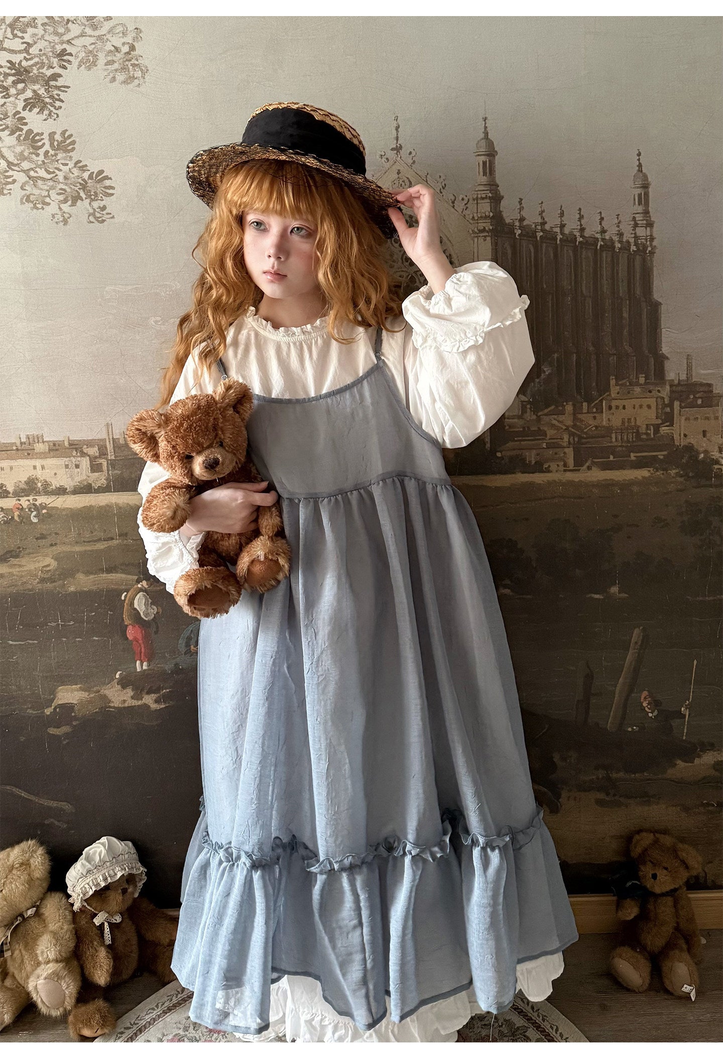 Labeau - White Puff Sleeve Lace Collar Loose Cotton Dress dress Labeau