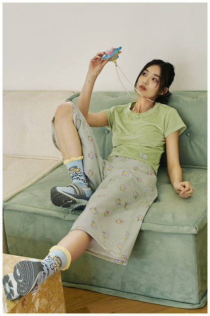 tntntutu Light Green T-shirt | Velvet Angel Tee | Rhinestone Fitted Short Sleeve T-shirt tshirt tntntutu