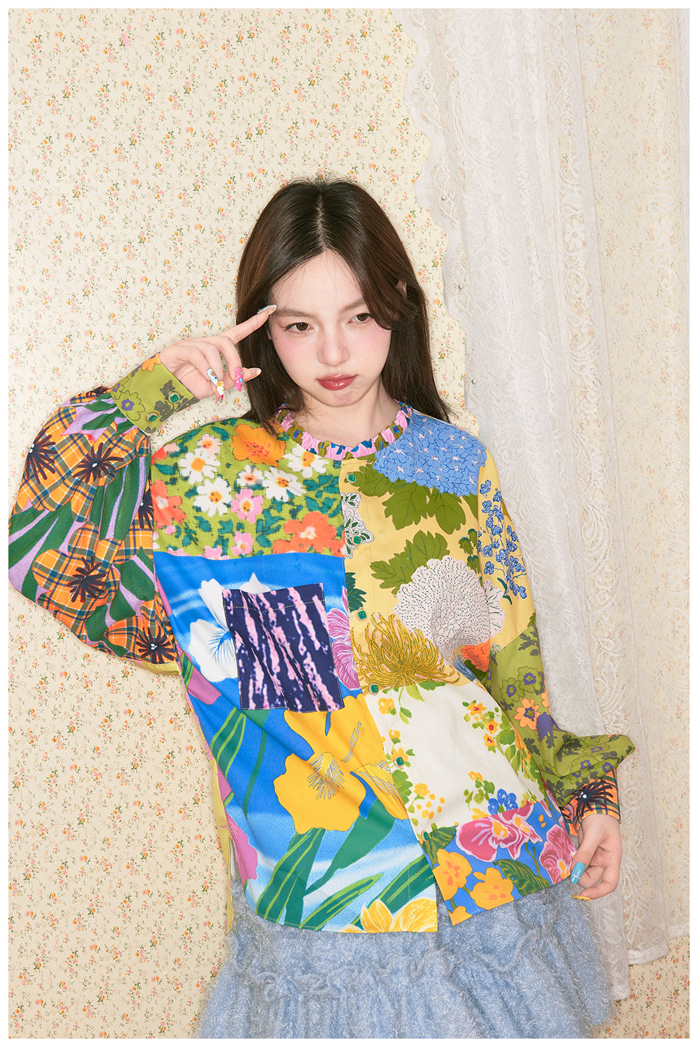 tntntutu - Patchwork Floral Vintage Blouse shirt tntntutu