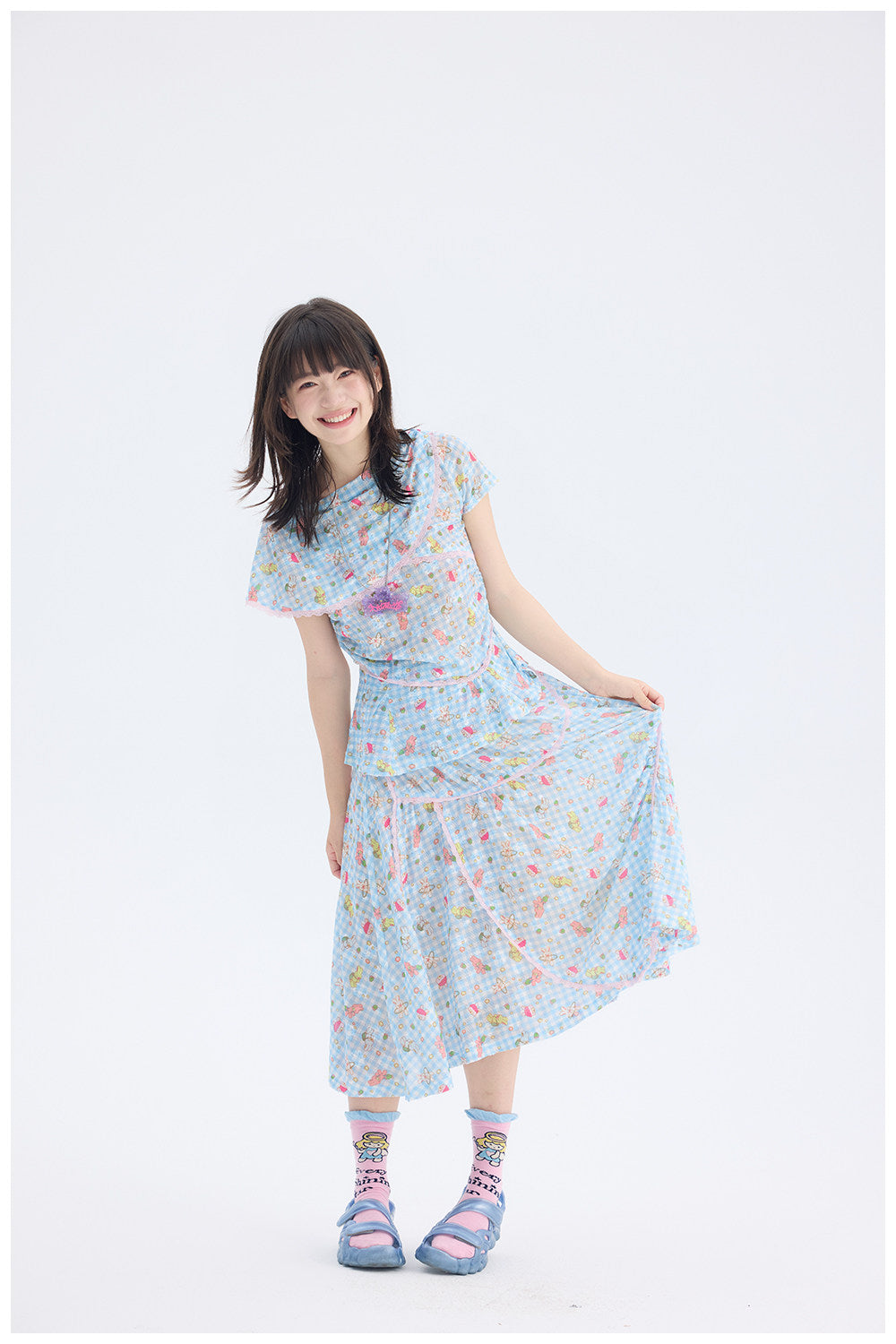 tntntutu - Blue Plaid Rabbit Print Set set tntntutu