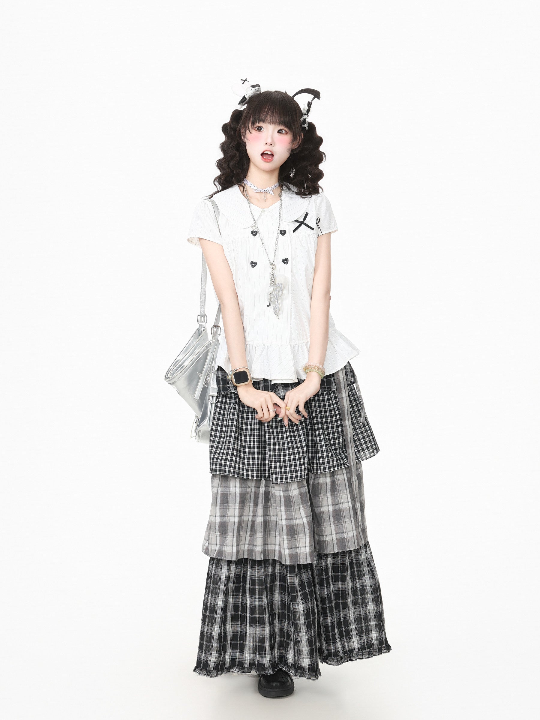 Languid Park - Plaid Tiered Maxi Skirt skirt Languid Park