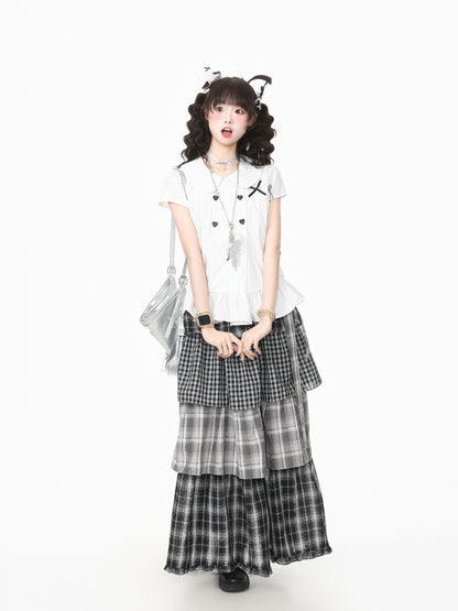 Languid Park - Plaid Tiered Maxi Skirt skirt Languid Park