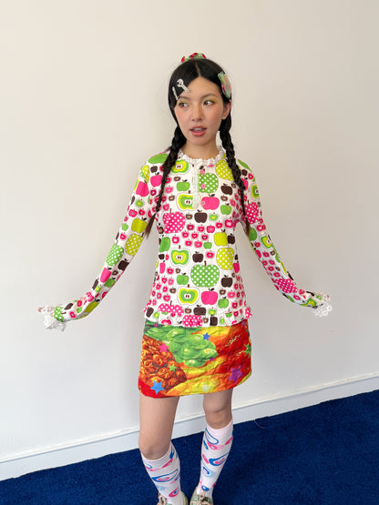FRUITS - Kawaii Apple Polka Dot Lace Top shirt Fruits