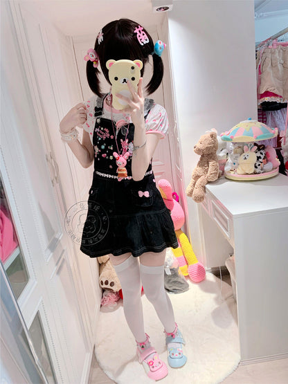 Bunny Planet - Jojifuku Embroidered Denim Jumper Skirt bunnyplanet