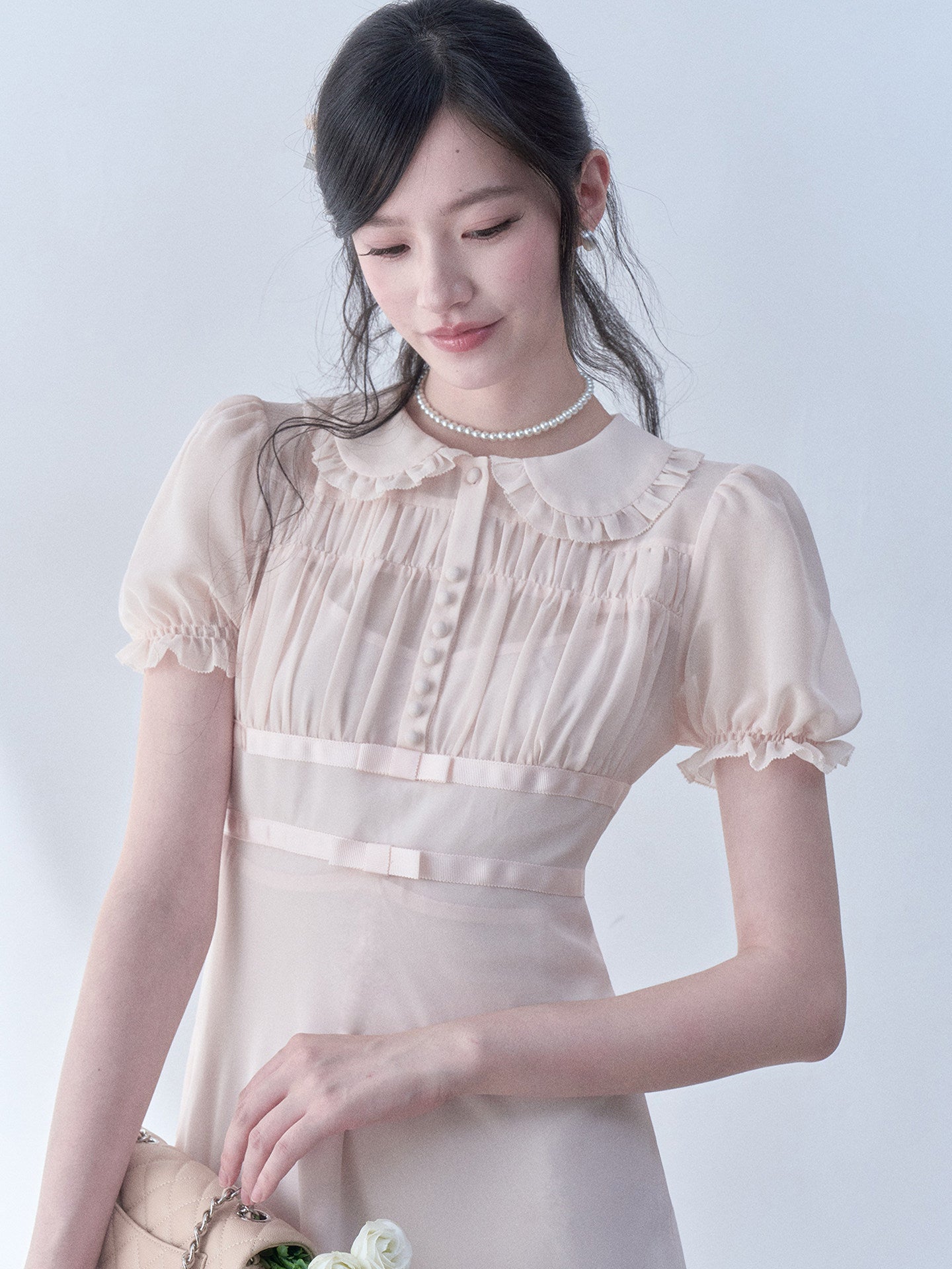 SOS SEAMSTRESS - Bow Puff Collar Dress dress SOS SEAMSTRESS