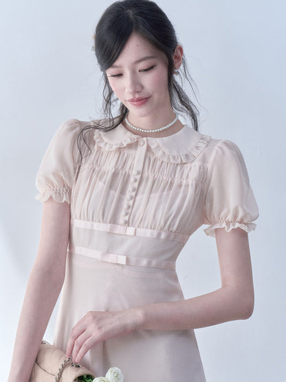 SOS SEAMSTRESS - Bow Puff Collar Dress dress SOS SEAMSTRESS
