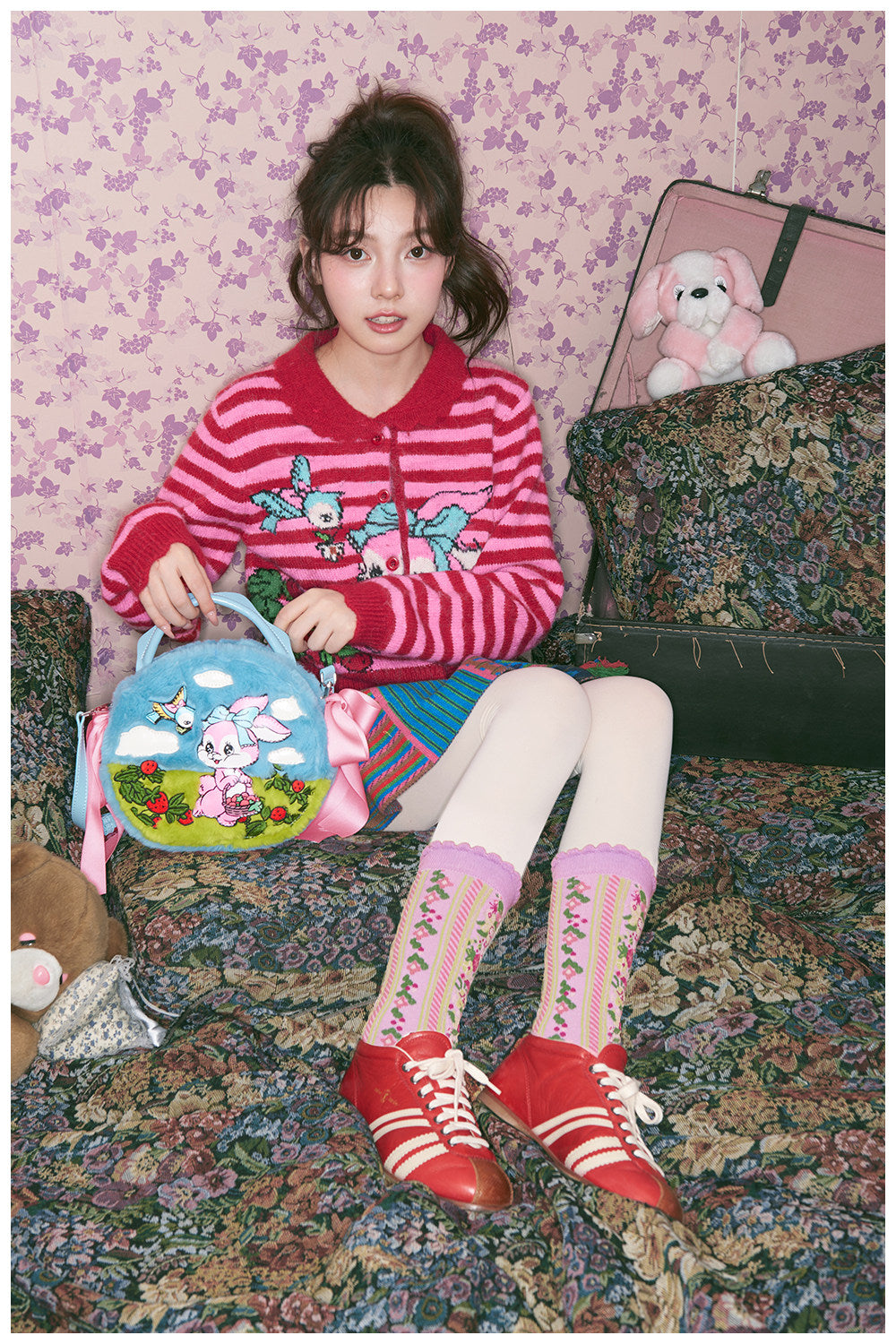 tntntutu - Kidcore Blue Bunny Plush Crossbody Round Bag bag tntntutu