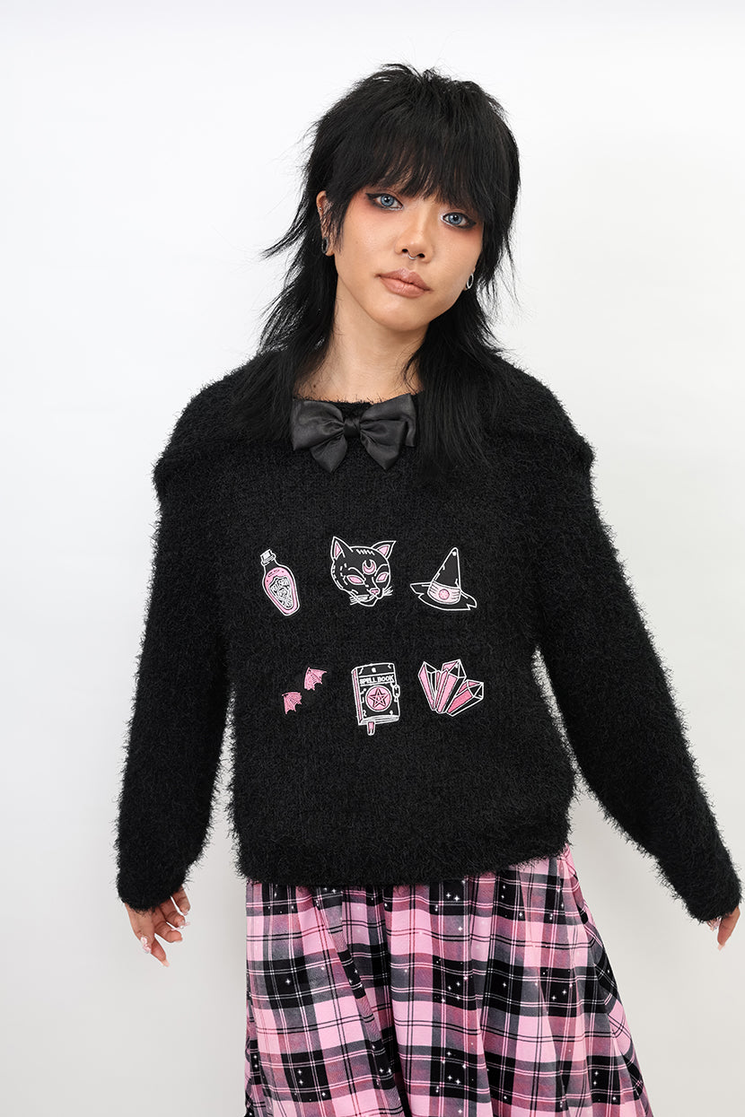 Nihon Kids - Gothic Bow Sailor Collar Knit Sweater sweater NIHON KIDS