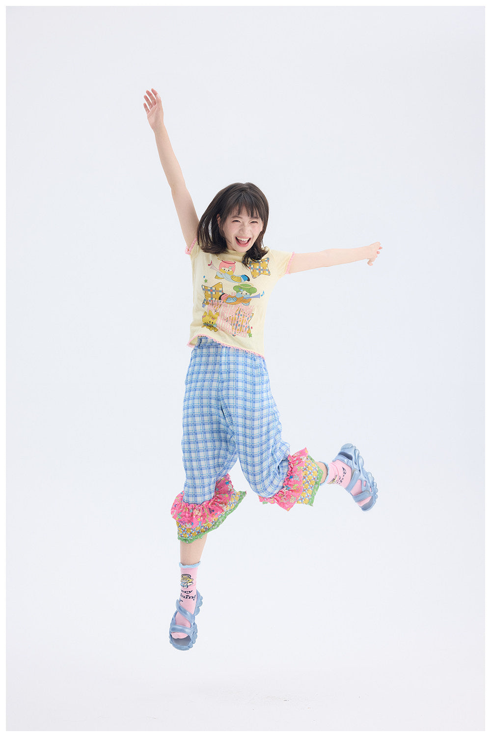 tntntutu - Blue Plaid Patchwork Pants | Fairy Kei Kawaii Harajuku Vintage Trousers pants tntntutu