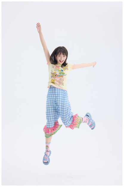 tntntutu - Blue Plaid Patchwork Pants | Fairy Kei Kawaii Harajuku Vintage Trousers pants tntntutu